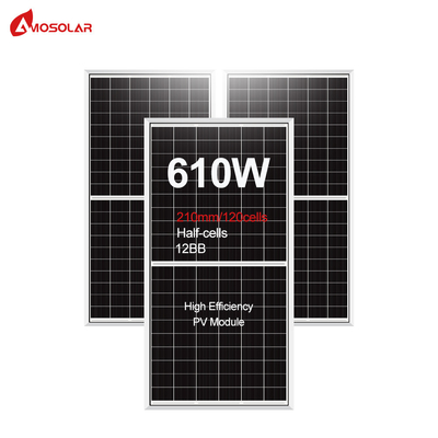 Amosolar 580W 590W 600W 610W Halfcut zonnepaneel met 3,2 mm laag ijzer gehard glas