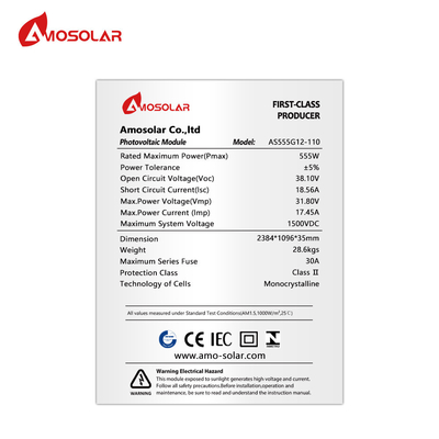 550 Watt Mono Perc PV industriële celcellen voor commercieel dak 535w tot 555w