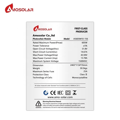 Amosolar halfcellen PERC A-klasse zonnepaneel 590 Watt 595 Watt 600 Watt voor OEM-orders
