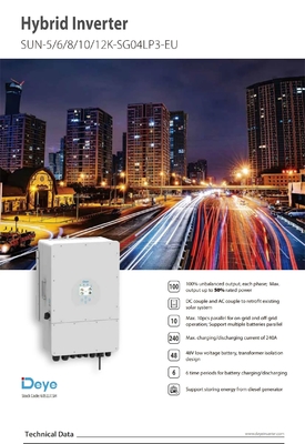 Stock Deye Single Phase Hybrid Solar Inverter 3kw 12kw 8000watt 99,90% Inverter efficiëntie