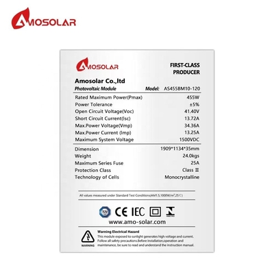 Amosolar 440W 450W 460W 1000W monokristallijn zonnepaneel met IP68-koppeldoos