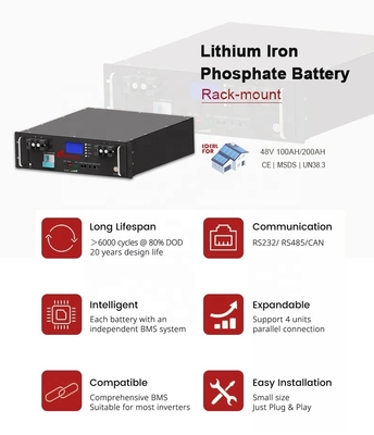 48v 100Ah 200Ah Lithium Iron Phosphate Battery met Smart BMS voor hoge capaciteit