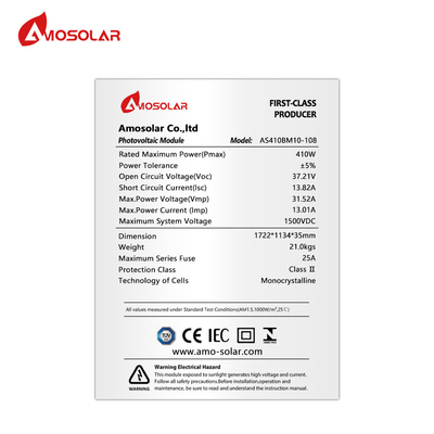 Halve cel monocristallijn 410W Amosolar PERC zonnepaneel 400 watt All Black PV module