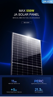 JA Zonnepanelen 550W Bifacial met MC4-compatibele connector en 2112*1052*35 afmetingen