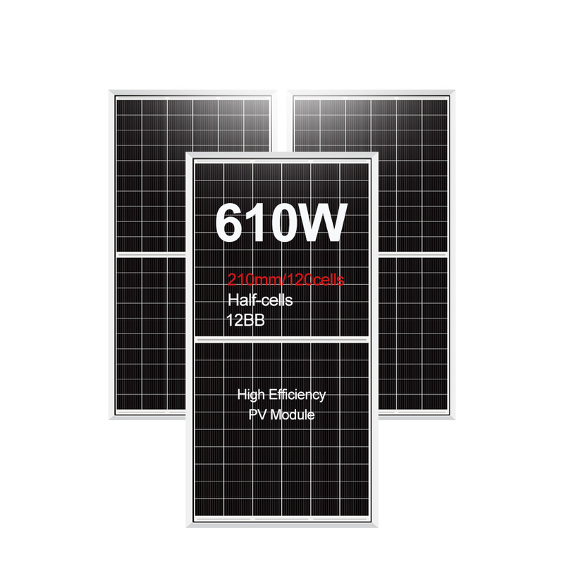 Aanpasbaar zonnepaneel 580W 590W 600W 610W met certificaat en celgrootte 210mmx210mm