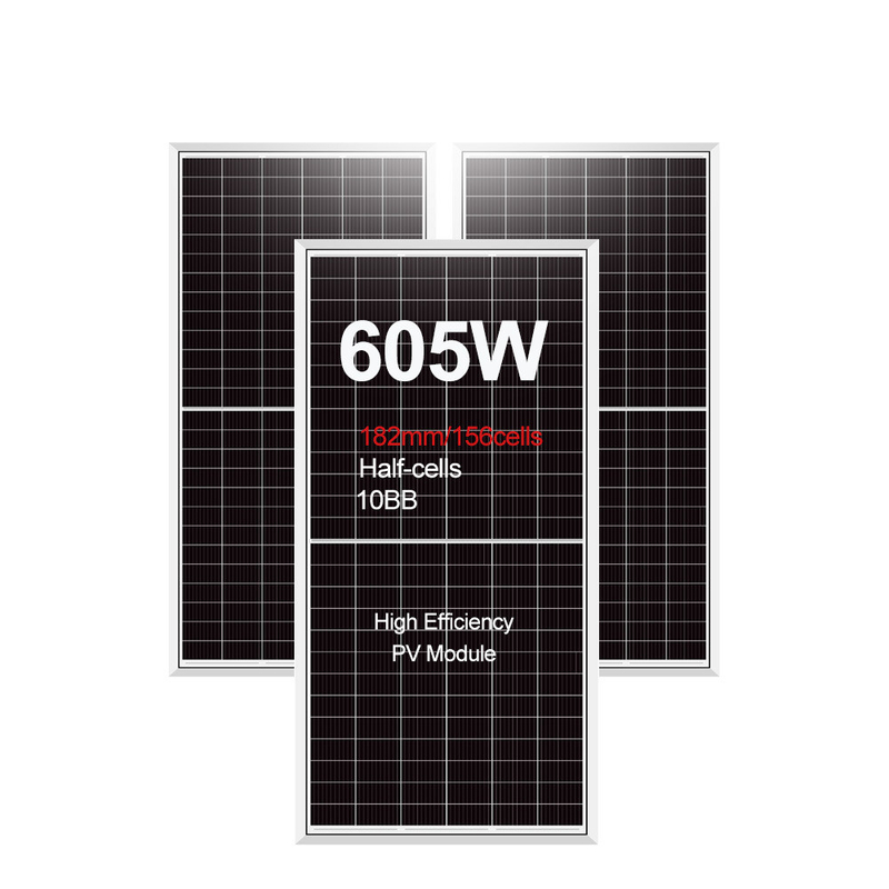 Mono zonnecel IP68 Klassificeerde verbindingsbak 575w 605w Watt PV-module Halve cellen zonnepaneel