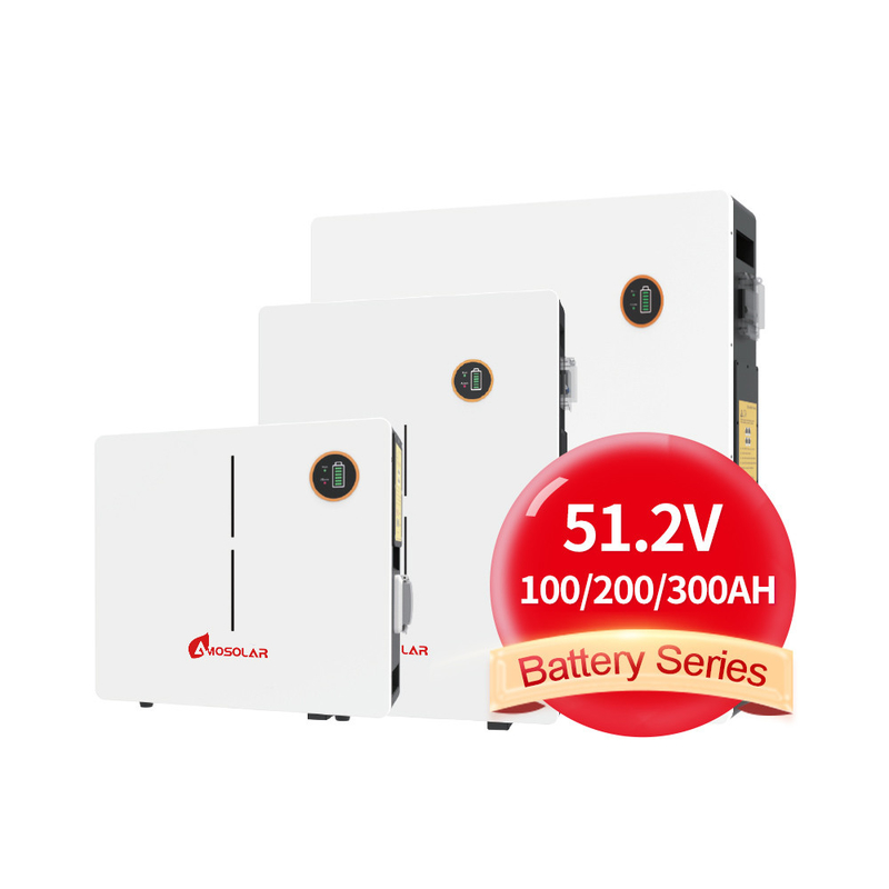 Amosolar Lifepo4 Batterijpakket 48V 51.2V 100Ah 200Ah 300Ah Lithiumbatterijen Diepe cyclus