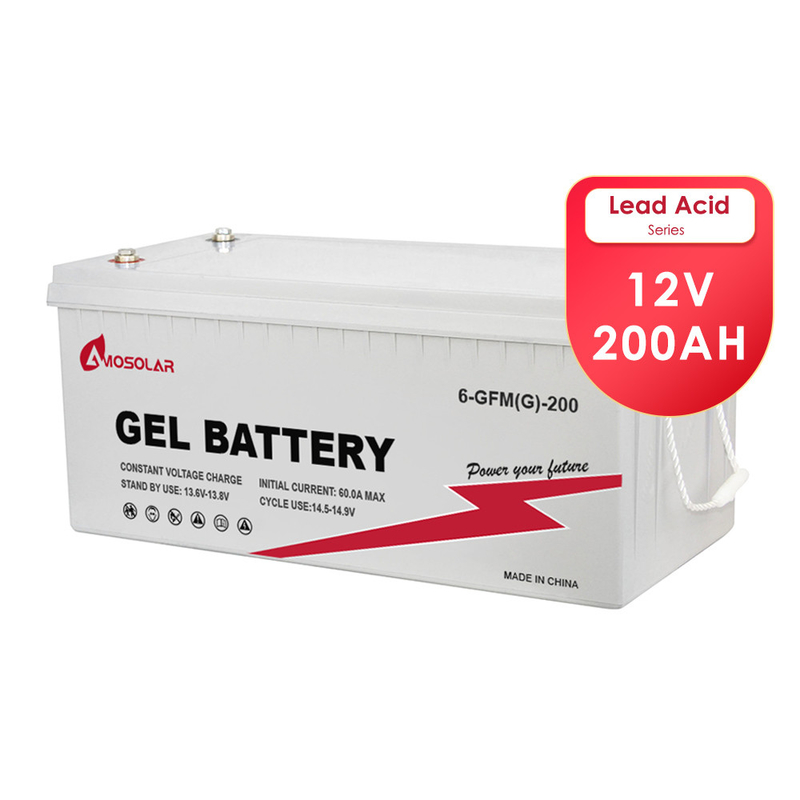 Amosolar hoge capaciteit 12V 24V 100Ah 200Ah loodzuurbatterij voor zonne-energiesysteem